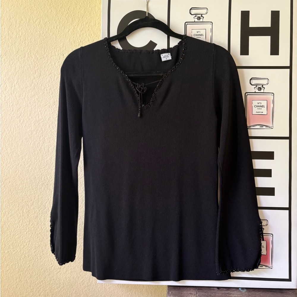 Elegant Black 3/4 Sleeve Blouse